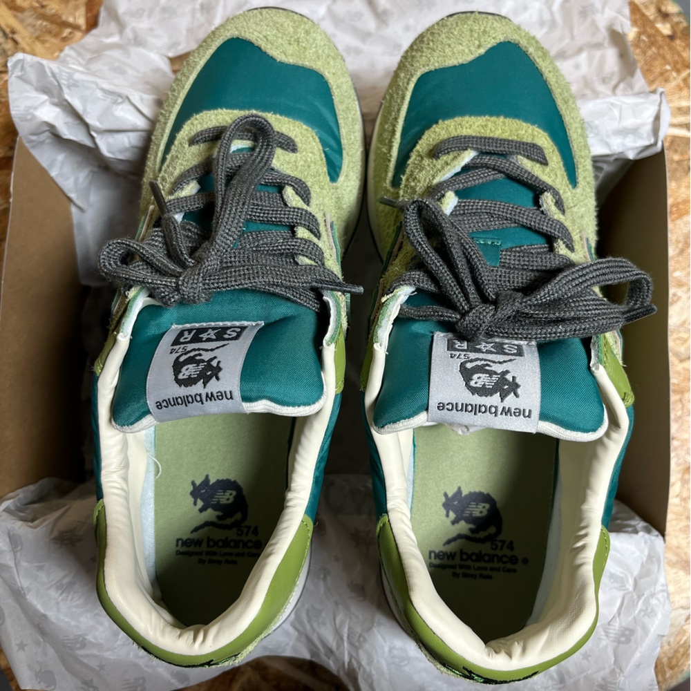 New Balance Green Lime Teal Suede Sneakers - Picture 3 of 6